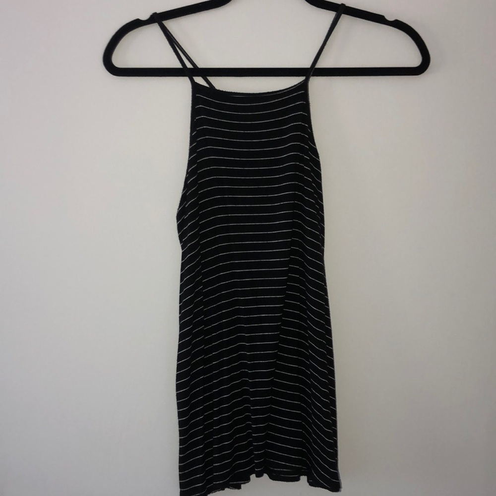 Black and white striped high neck tank size xs